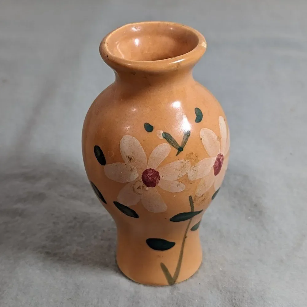 Small Glazed Handpainted Vase Floral